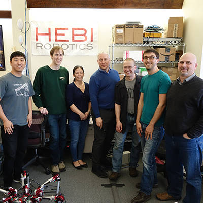 Dave Rollinson (3rd from right) & the HEBI Robotics team, Pittsburgh, PA, Oberlin, OH